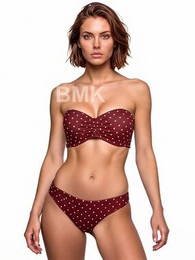 PINK by Victoria's Secret Strapless Ruby Polka Dot 2 Piece Bikini Set S